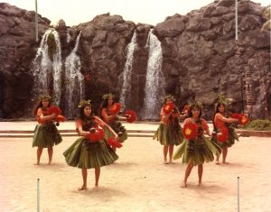 Hula dancers on the Hale Aloha stage