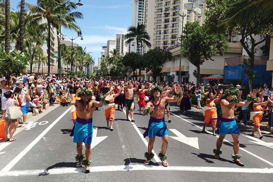 PCC Team Members and Alumni marching during the 2013 Kamehameha Day