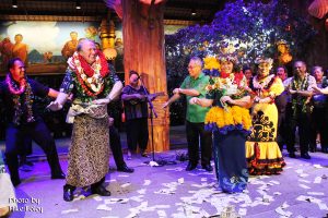 President Orgill and his wife performing Taualuga