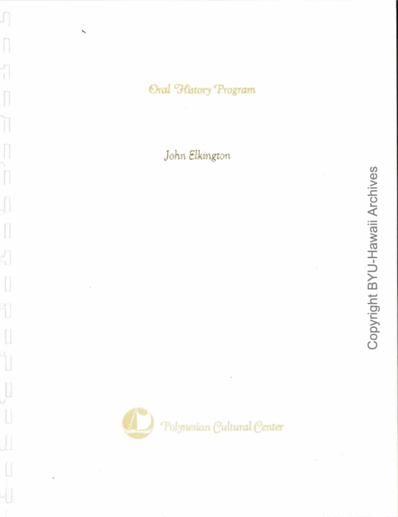 Oral History Program - John Elkington